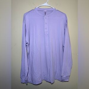 SKIMS Boyfriend Fit Henley | Size XXS (Fits Oversized) | Lavender Comfy Lounge